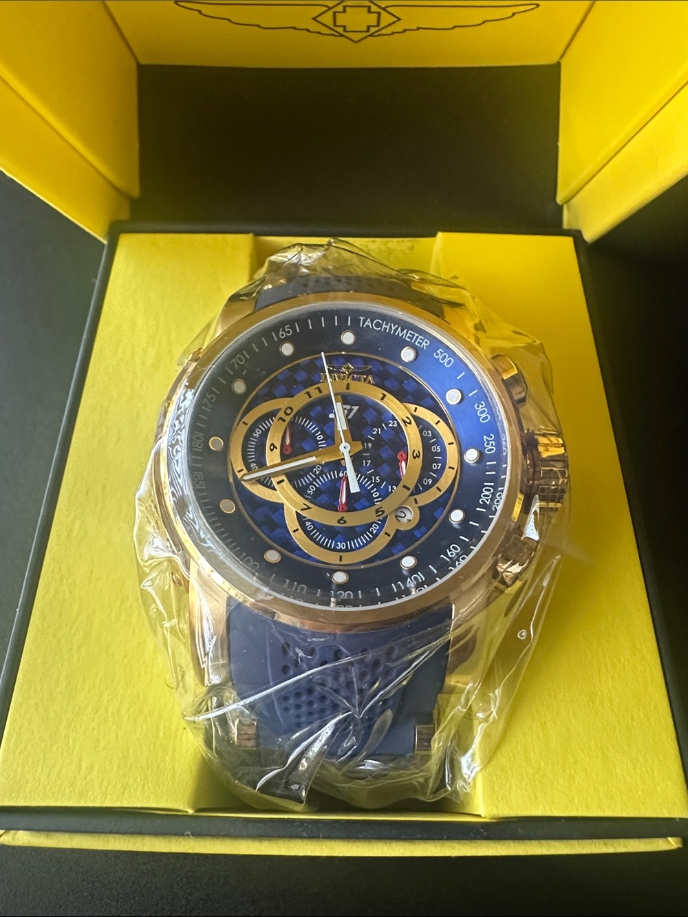 Invicta Blue and Gold Multifunction Chronograph Watch